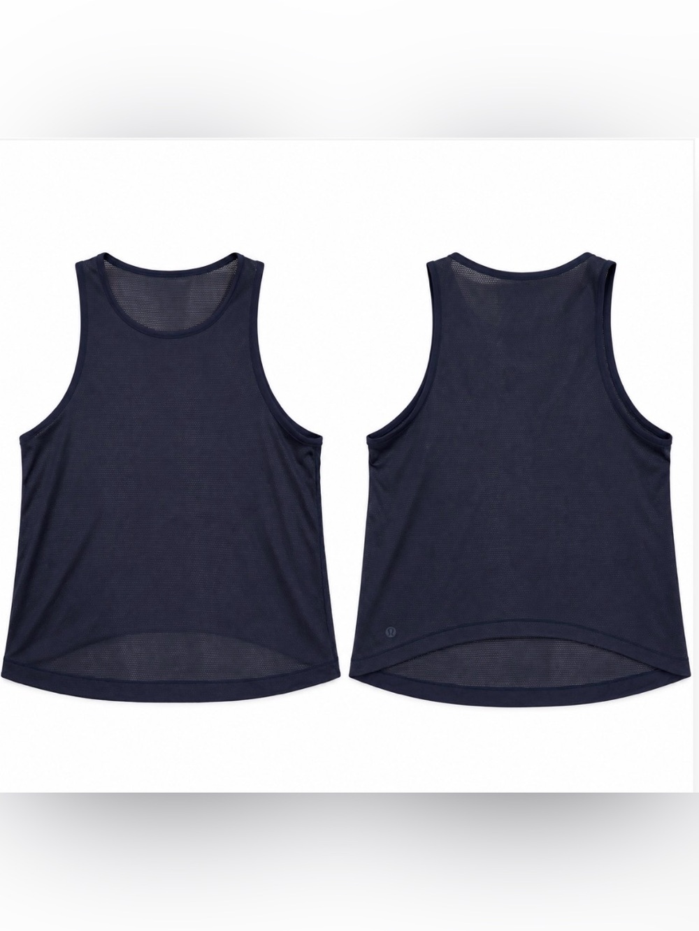 Lululemon Dark Navy Sheer Mesh High Low Workout Tank Top